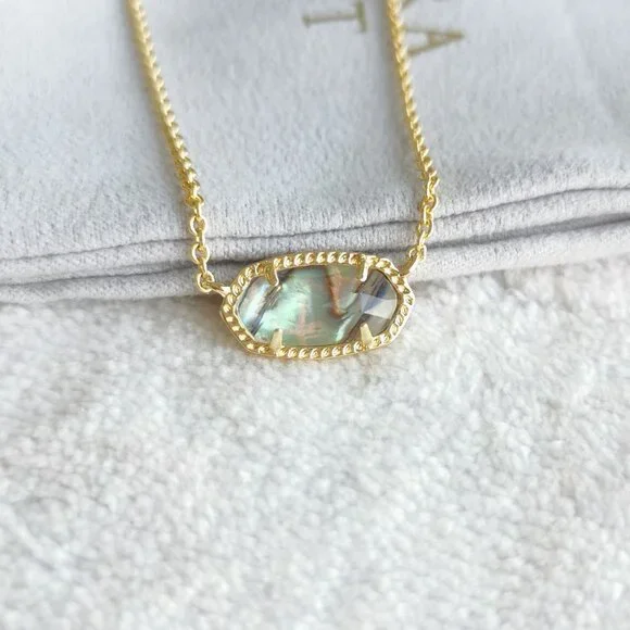 New Kendra Scott Gold Necklace - Elisa Abalone Shell - Picture 2 of 4